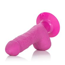 California Exotic Novelties Розовый вибратор Shower Stud Ballsy Dong на присоске - 12,75 см.