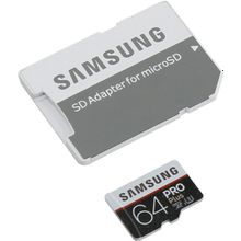 Карта памяти Samsung PRO Plus    MB-MD64GA   RU    microSDXC Memory Card 64Gb Class10 UHS-I U3+ microSD--  SD Adapter