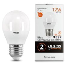 Gauss Лампа светодиодная Gauss LED Elementary E27 12Вт 3000K 53212 ID - 430250