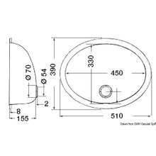 Osculati Oval sink SS, mirror polished 510x390 mm, 50.186.86