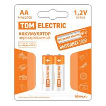 Аккумулятор AA TDM 2700мА ч Ni-Mh, 2шт, блистер (SQ1702-0072)