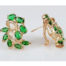 Серьги с зелёным фианитом "Жар-птица"