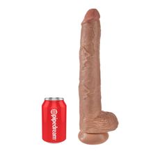 Кофейный фаллоимитатор-гигант 14  Cock with Balls - 37,5 см.