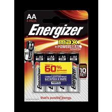 Батарейка Energizer MAX+Power Seal LR6 BL4