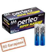 Батарейка AAA Perfeo LR03 2SH Super Alkaline, 60шт, коробка