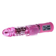 Розовый вибратор-бабочка с ротацией - 25,5 см. Розовый