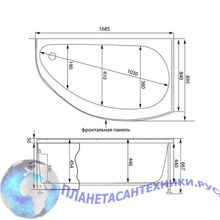 Акриловая ванна Aquanet Augusta 170x90 R