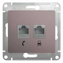 Розетка 2xRJ11+RJ45 Cat.5 GLOSSA, платина |  код. GSL001285 |  Schneider Electric