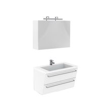 Aquanet Мебель для ванной Темпо 85 (белый) - Набор мебели стандартный (зеркало, светильник, раковина-столешница, тумба)