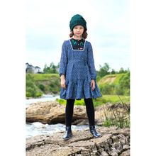 Leya.me Платье из принтованного шелка с вискозой с кокеткой с аппликацией ALD 001