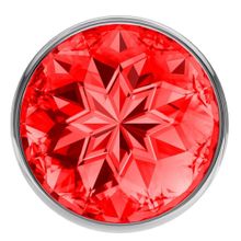 Малая серебристая анальная пробка Diamond Red Sparkle Small с красным кристаллом - 7 см. Красный