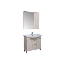 Aquanet Мебель для ванной Донна 90 (белый дуб) - Зеркало Донна 90 белый дуб со светильником+розетка