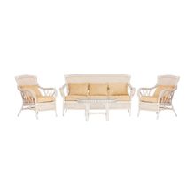 ПМ: Tetchair Комплект для отдыха "ANDREA" (диван + 2 кресла + журн. столик со стеклом  + подушки)