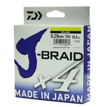 Леска плетеная Daiwa J-Braid X4 135м 0,29мм желтая