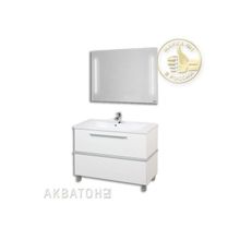 Акватон Мебель для ванной Турин 100 (белый глянцевый с серебристыми панелями) - Зеркало Отель 100