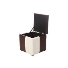 Пуф Рубио-2 в кожзаме коричнево-белый