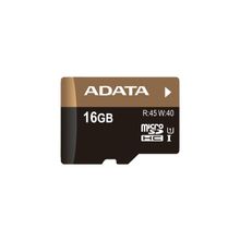 A-Data Карта памяти MicroSD 16Гб A-Data Micro SDНС UHS-I  Class10 U1 40МБ с запись +адаптер SD