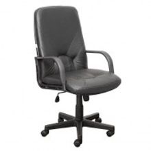 Кресло для руководителя Менеджер черное (кожа пластик)