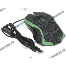Оптическая мышь Delux "M556", 5кн.+скр., черно-зеленый, с рисунком (USB) (ret) [134370]