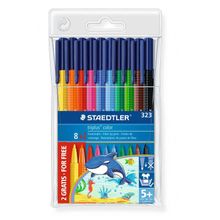 Фломастеры Staedtler Triplus Сolor трехгранные. Набор.8+2 цвета. Пластиковая упаковка с подвесом