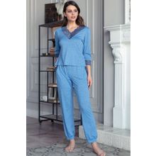 Домашняя пижама с длинными брючками  (р. XS, голубой)