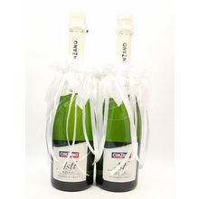 Украшение для шампанского на свадьбу Gilliann Pearl White Bows GLS159