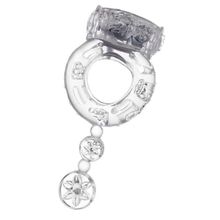 Прозрачное эрекционное кольцо с вибратором и хвостом (прозрачный)