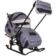 R-toys Санки-коляска SNOW GALAXY LUXE Финляндия черная на больших мягких колесах+сумка+муфта