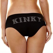 Hustler Lingerie Трусики-слип с надписью стразами Kinky (S-M   черный)