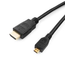 Кабель HDMI micro - HDMI 19M micro D, 1.8 м, черный, позол., Gembird Cablexpert (CC-HDMID-6)