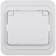 МАКЕЛ Мимоза розетка электрическая белая с заземлением с крышкой со шторками (12009)    MAKEL Mimoza 12009 розетка электрическая белая с заземлением с крышкой со шторками