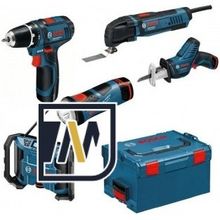 Набор из 5 инструментов Bosch 10,8 Li-Ion: GSR, GOP, GLI, GML, GSA L-BOXX