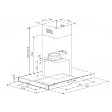 Островная вытяжка Maunfeld Harbour Isla 90 нержавейка черное стекло