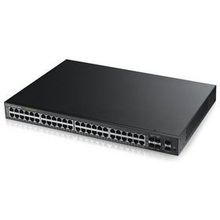 zyxel (zyxel gs2210-48hp Управляемый poe-коммутатор gigabit ethernet с 48 разъемами rj-45 из которых 4 совмещены с sfp-слотами и 2 дополнительными sfp-слотами)