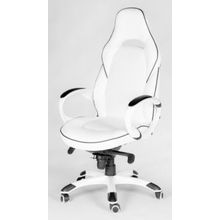 Кресло офисное Мустанг Х MUSTANG X серый пластик белая экокожа черная строчка