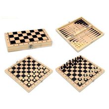 Шахматы, нарды, шашки деревянные 3 в 1 (поле 34 см) фигуры из пластика (P00030)