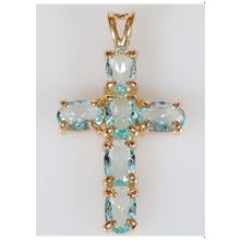 Кулон с голубым фианитом "Крест"