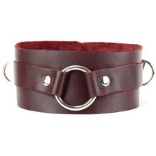 БДСМ Арсенал Бордовый широкий ошейник с кольцом Maroon Collar (бордовый)