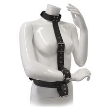 Dream Toys Чёрный комплект для фиксация рук RESTRAINT BODY HARNESS WITH COLLAR (черный)