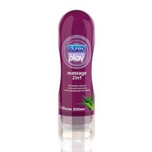 Интимная смазка и гель для массажа DUREX Play Massage 2in1 с алоэ вера - 200 мл. (88245)