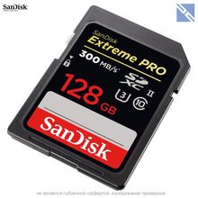 Карта памяти Sandisk SDXC 128GB Extreme Pro 300Мб с UHS-II (U3, Class 10)  SDSDXPK-128G