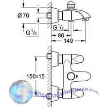 Cмеситель для ванны Grohe Aria 25081000