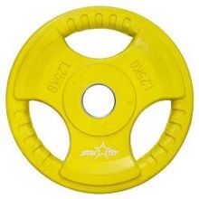 Диск (блин) обрезиненный STARFIT BB-201  1,25 кг, d=26 мм, стальная втулка, желтый