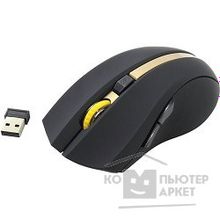 Oklick 495MW черный золотистый Мышь оптическая 1600dpi беспроводная USB 6but 998168