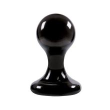 Чёрная анальная пробка среднегоразмера Luna Balls на присоске - 8,5 см. Черный