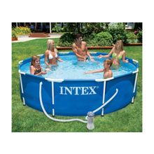 INTEX Бассейн INTEX круглый Metal Frame 305*76 см (с фильтром) - Бассейн с фильтром (артикул 56999)