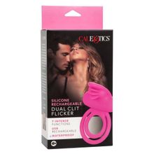 California Exotic Novelties Ярко-розовое эрекционное кольцо Silicone Rechargeable Dual Clit Flicker