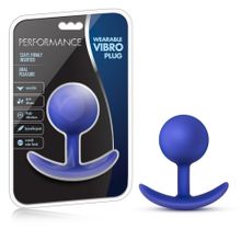 Синяя анальная пробка для ношения Performance Wearable Vibro Plug - 8,4 см. Синий