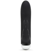 Черный вибратор с клиторальным отростком Greedy Girl Mini Rabbit Vibrator - 14 см. (187705)