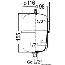 Osculati Accumulator tank f. fresh w. pump water heater 1 l, 16.126.01